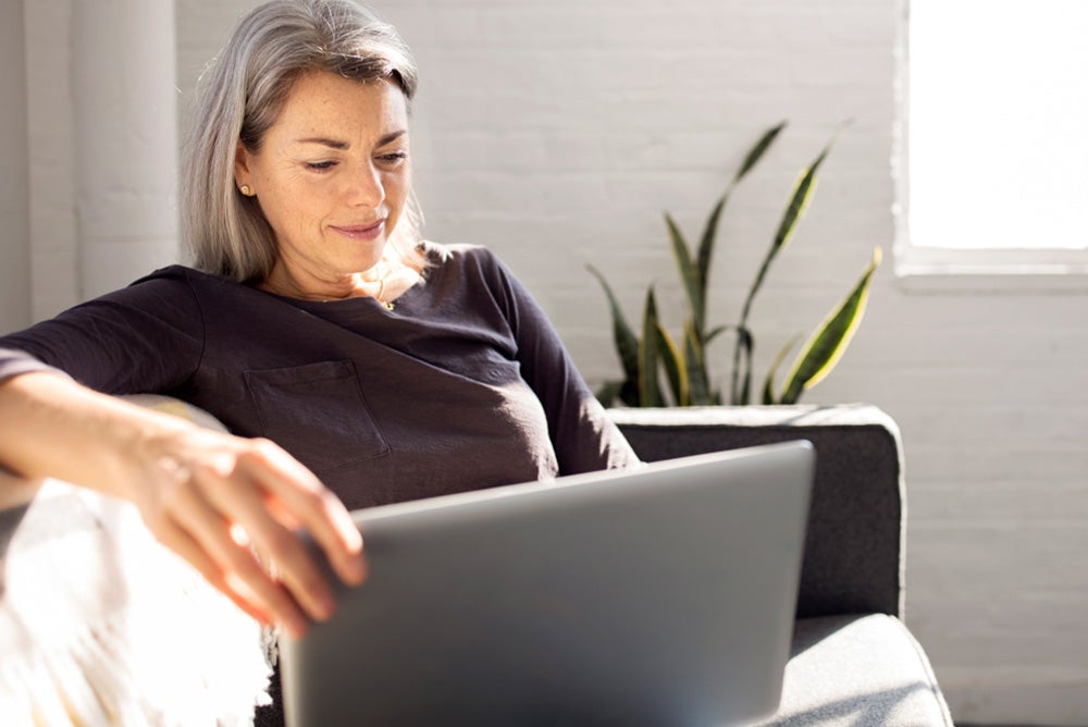Woman taking a health risk assessment
