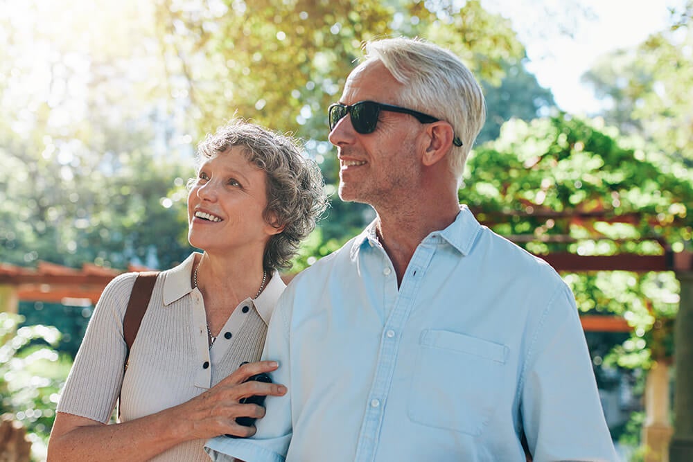 Couple walking in the park